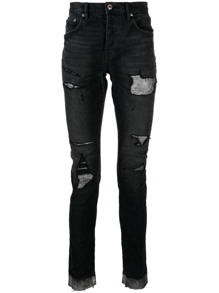 Black Distressed Slim-fit Jeans