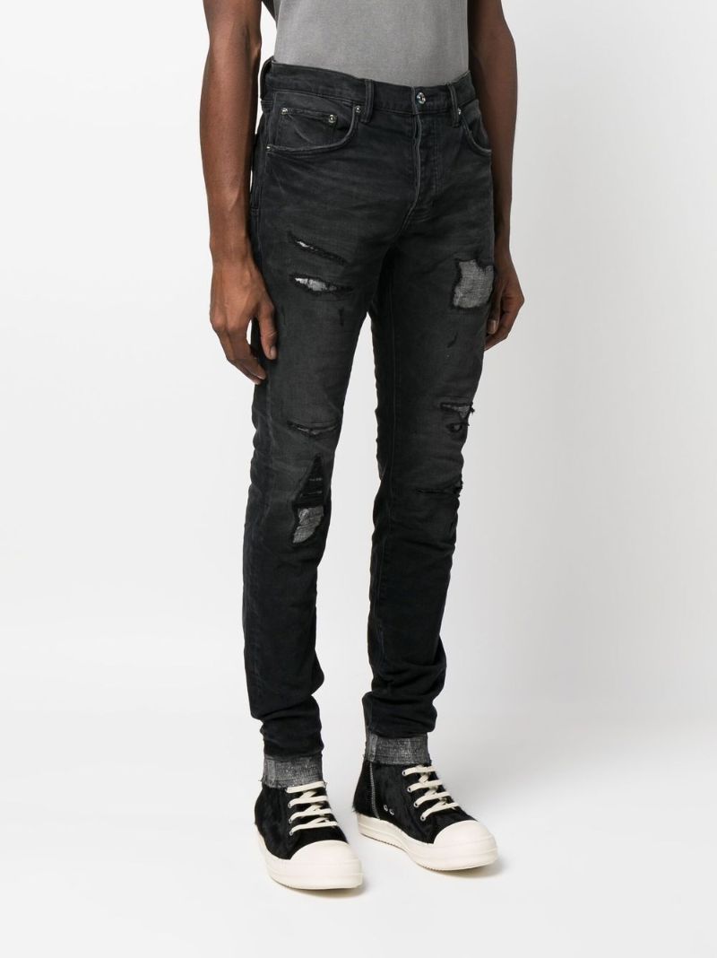 Black Distressed Slim-fit Jeans