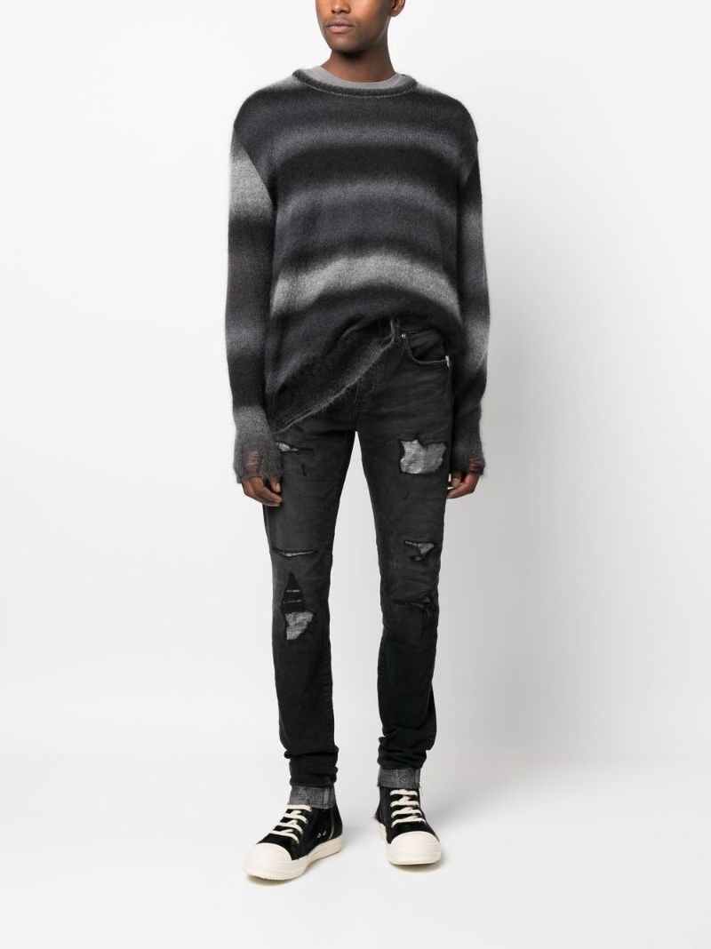 Black Distressed Slim-fit Jeans