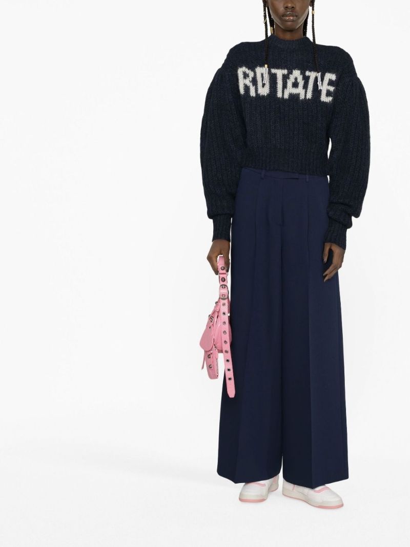Black Adley Logo Intarsia Cropped Sweater