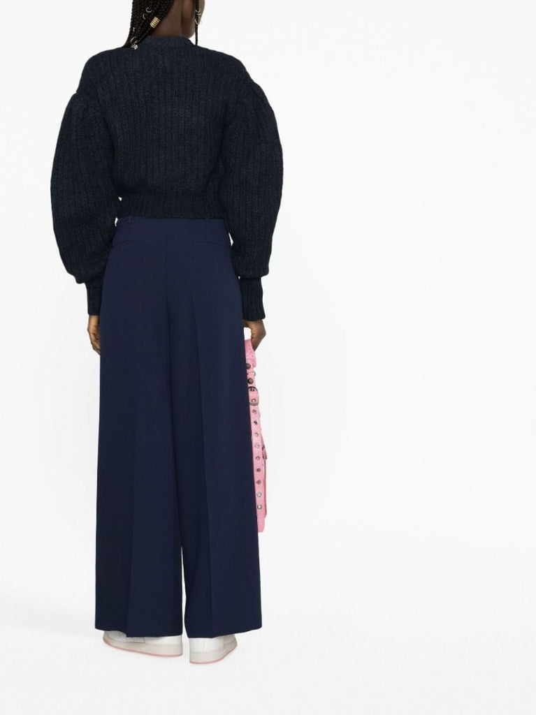 Black Adley Logo Intarsia Cropped Sweater