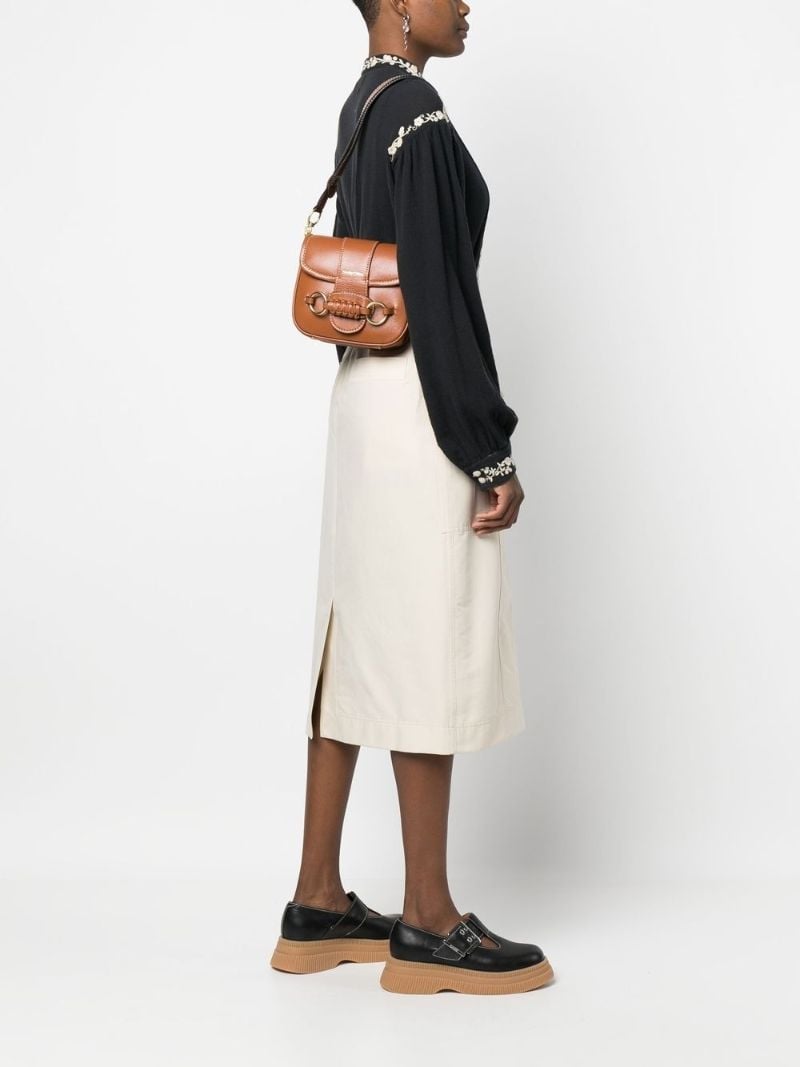 Brown Saddie Leather Shoulder Bag