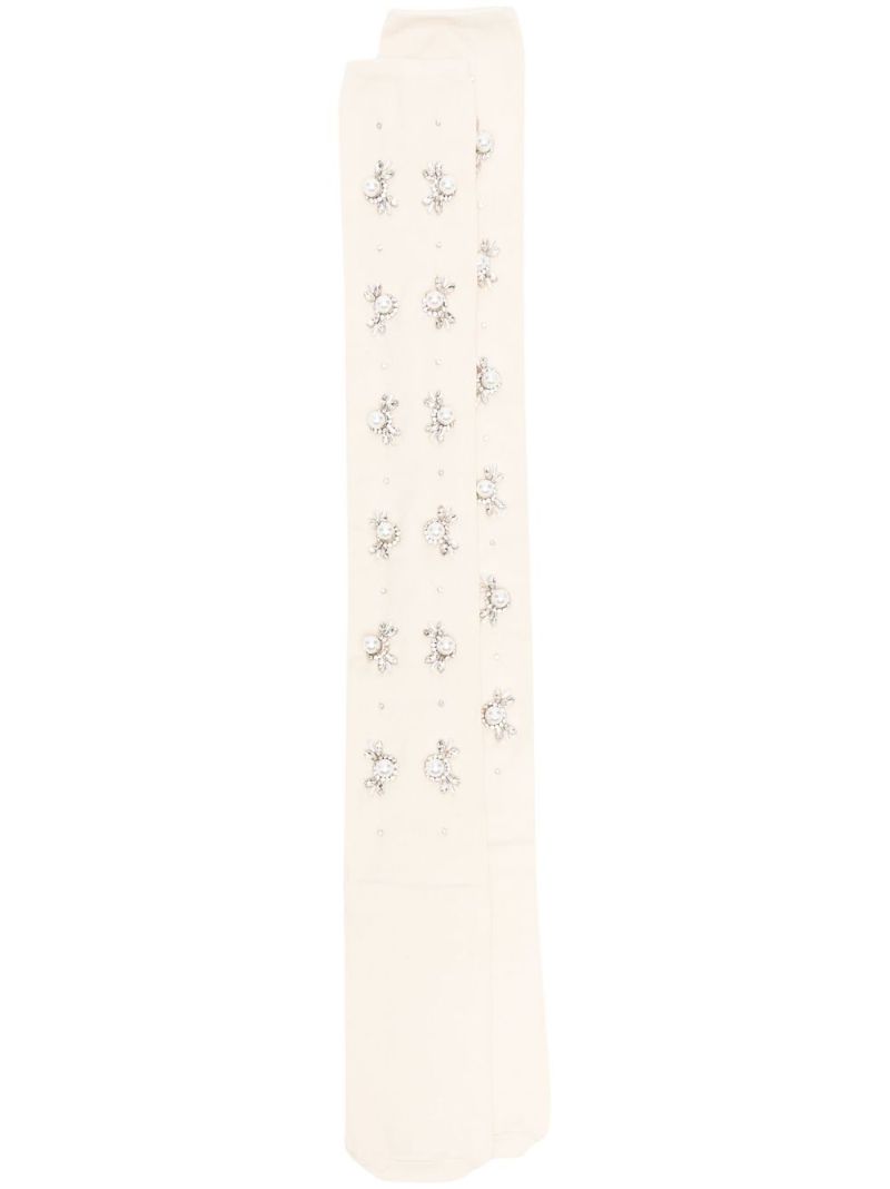 White Crystal Embellished Knee Socks