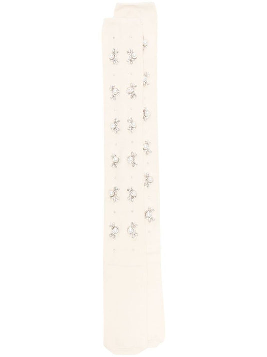 White Crystal Embellished Knee Socks