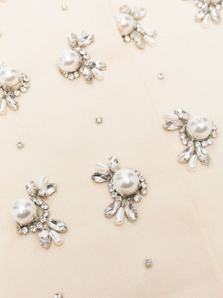 White Crystal Embellished Knee Socks