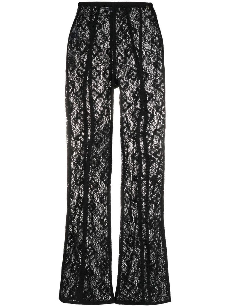 Black Flared Lace Trousers