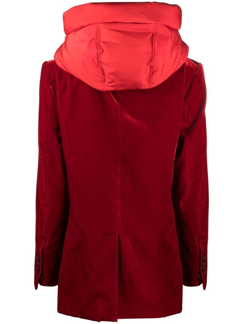 Red Hooded Velvet Blazer