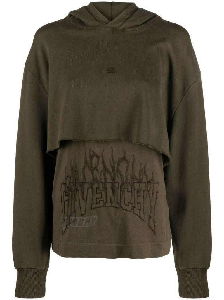 Green 4g Layered Logo Cotton Hoodie