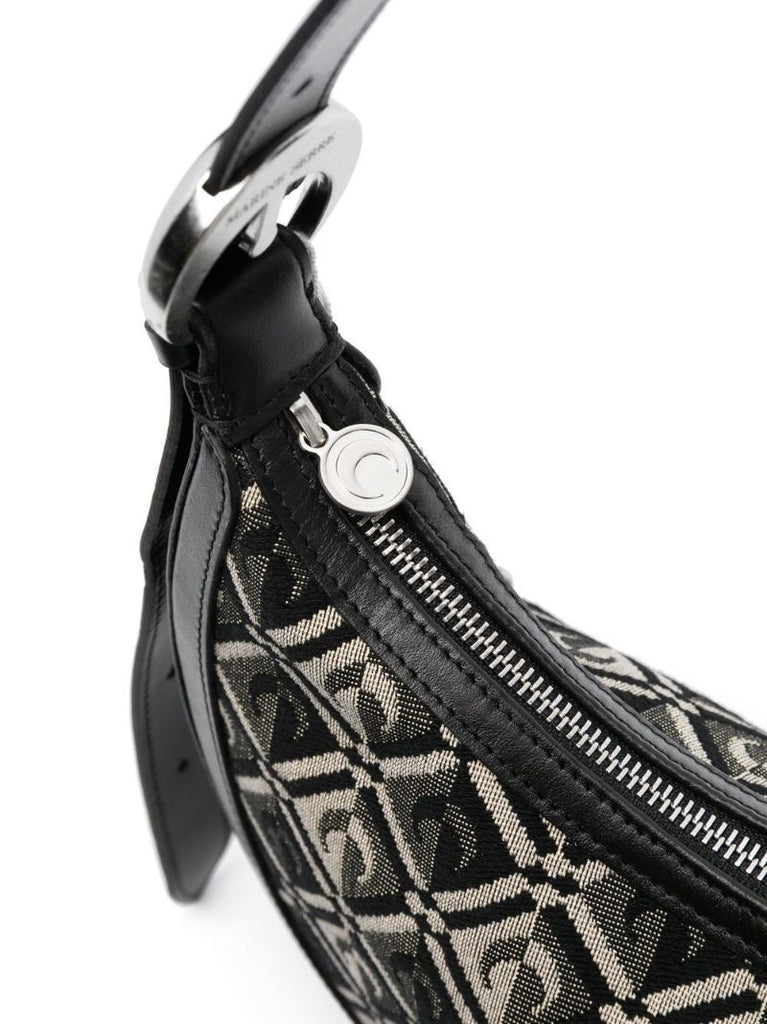Black Crescent Moon Jacquard Cotton Shoulder Bag