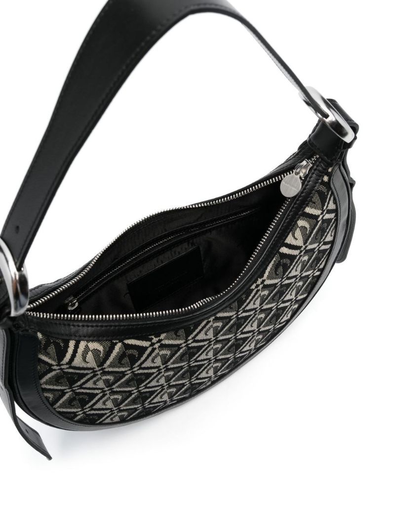 Black Crescent Moon Jacquard Cotton Shoulder Bag