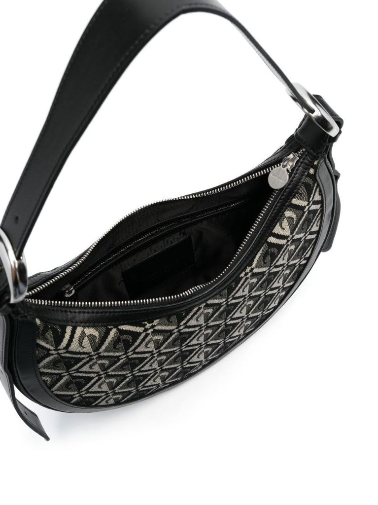 Black Crescent Moon Jacquard Cotton Shoulder Bag