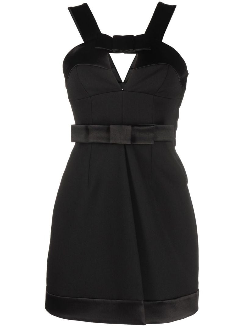Black Bow Wool Mini Dress