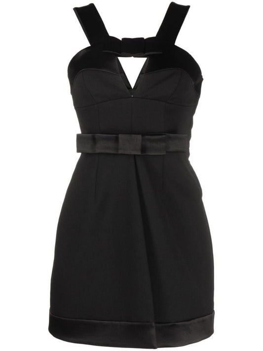 Black Bow Wool Mini Dress