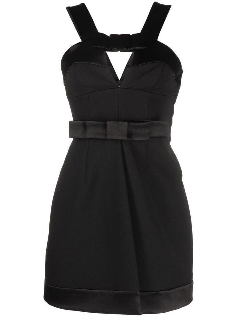 Black Bow Wool Mini Dress