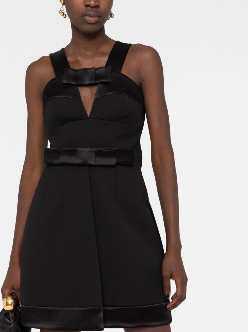 Black Bow Wool Mini Dress
