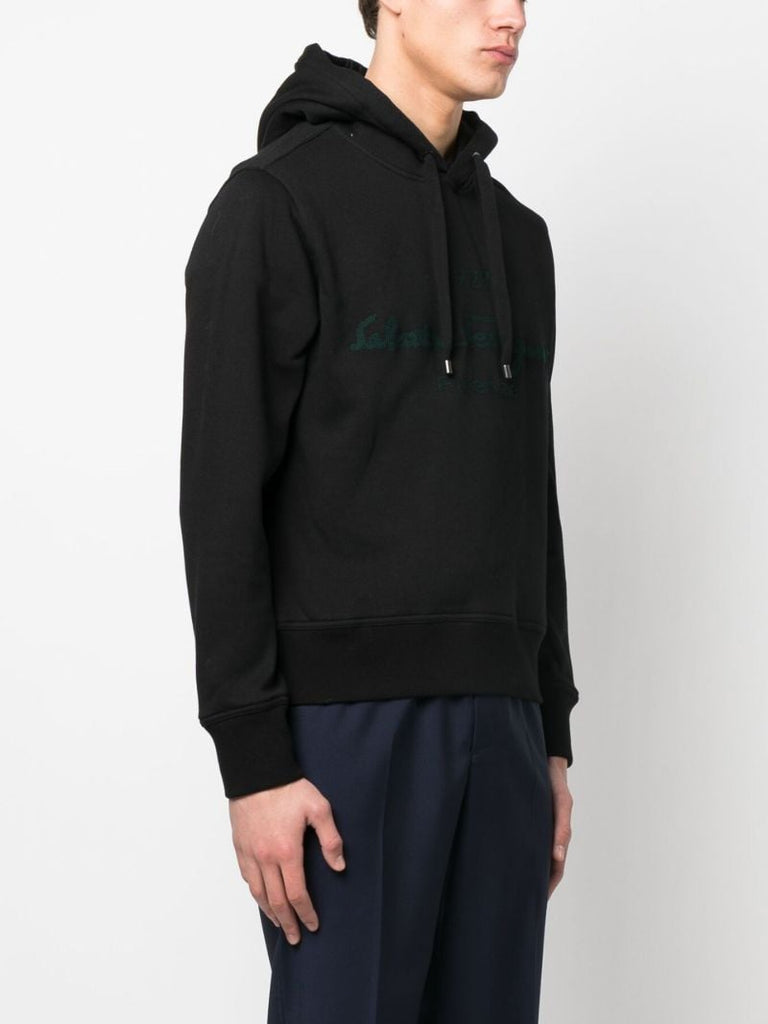 Black Embroidered Logo Hoodie