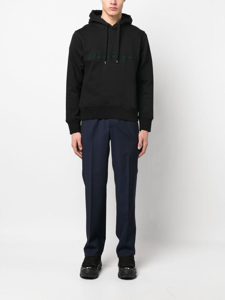 Black Embroidered Logo Hoodie