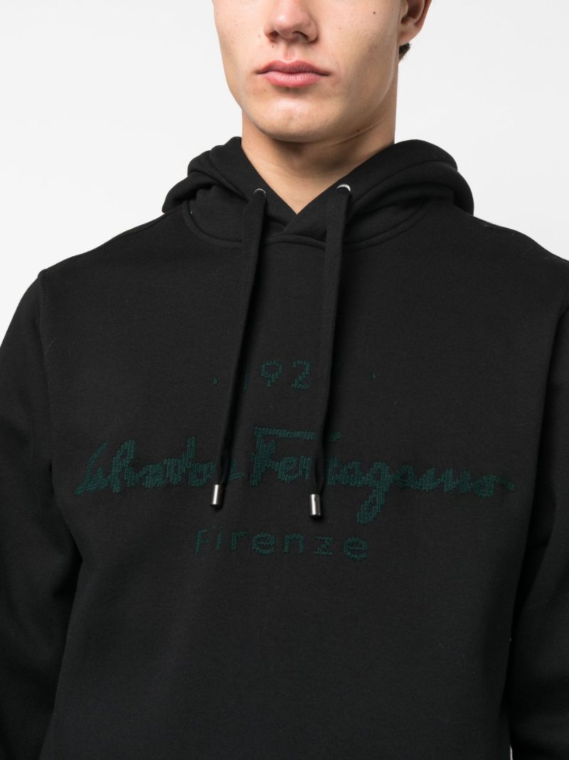 Black Embroidered Logo Hoodie