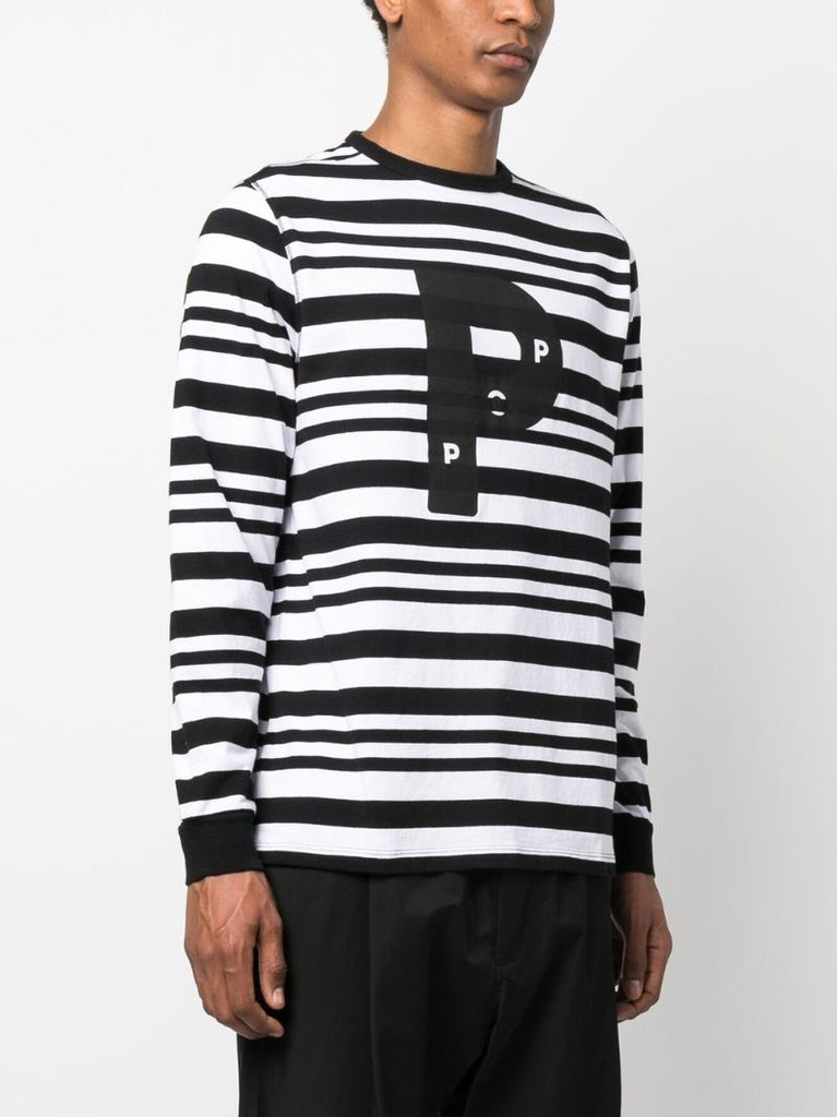 White Big P Striped Long Sleeve T-shirt