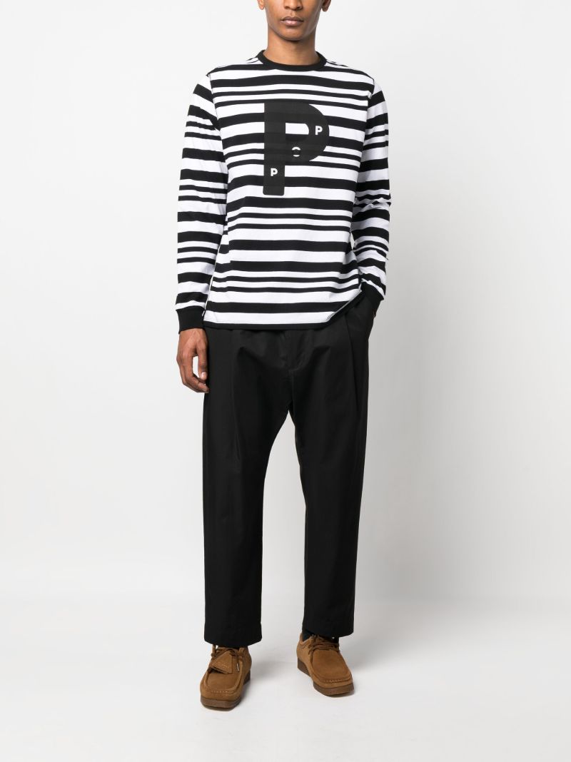 White Big P Striped Long Sleeve T-shirt