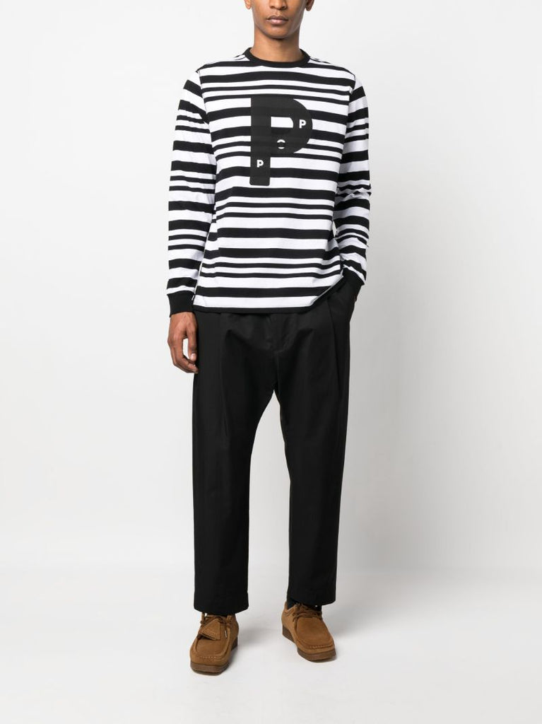 White Big P Striped Long Sleeve T-shirt