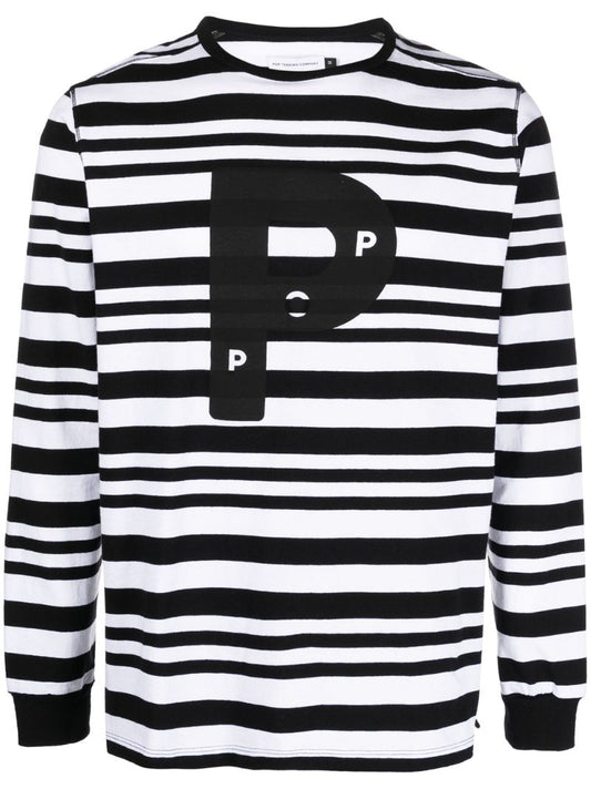 White Big P Striped Long Sleeve T-shirt