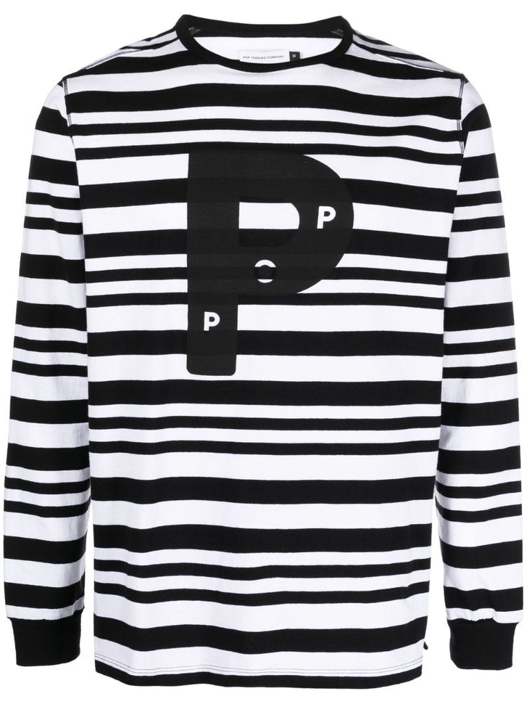 White Big P Striped Long Sleeve T-shirt