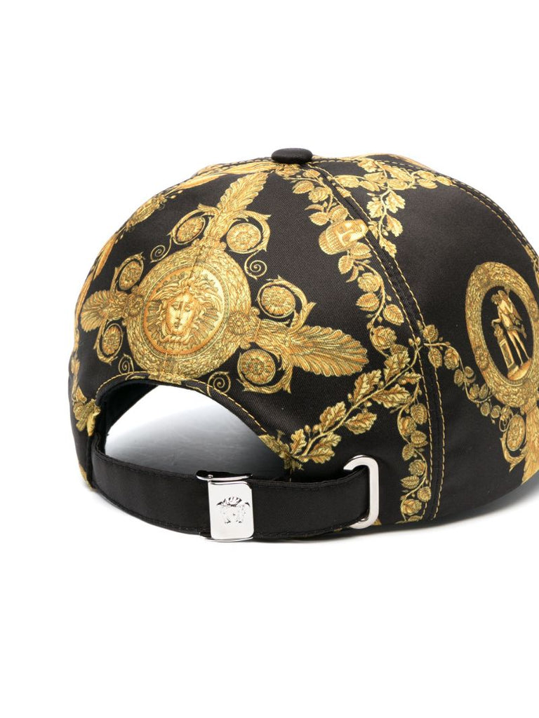 Black Barocco Print Cap