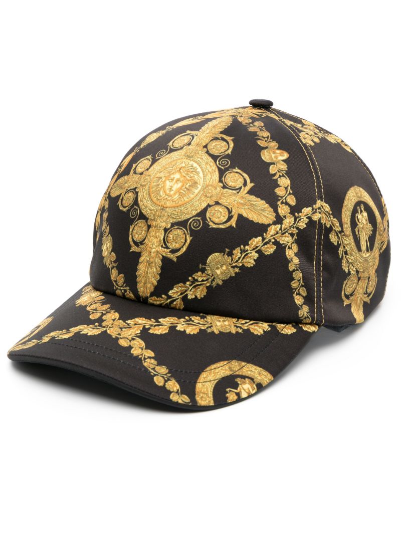 Black Barocco Print Cap