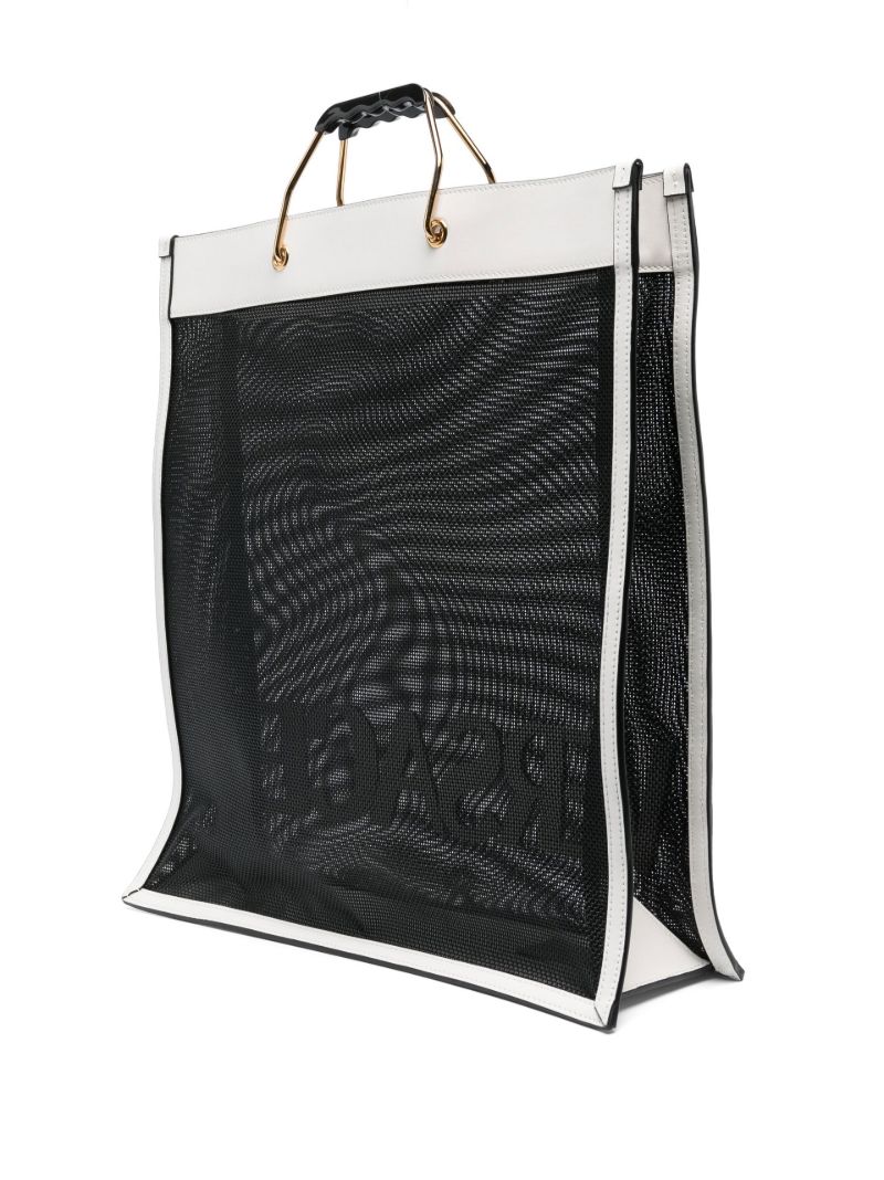 White and Black Logo Shopper Tote