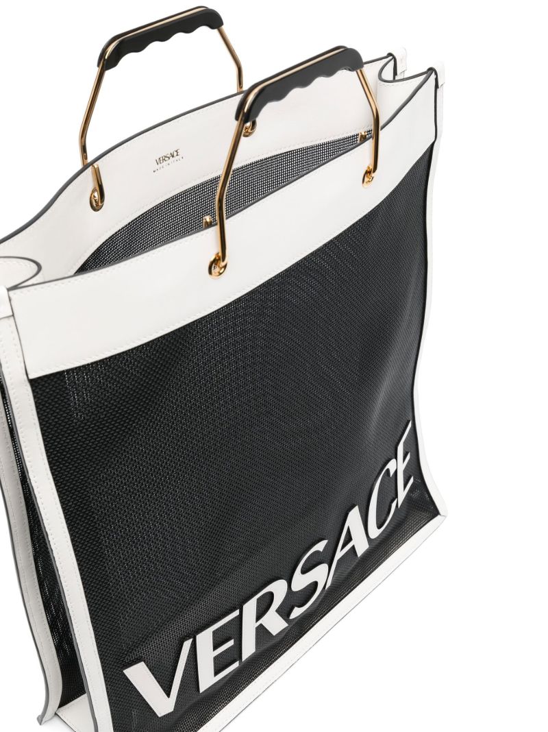 White and Black Logo Shopper Tote