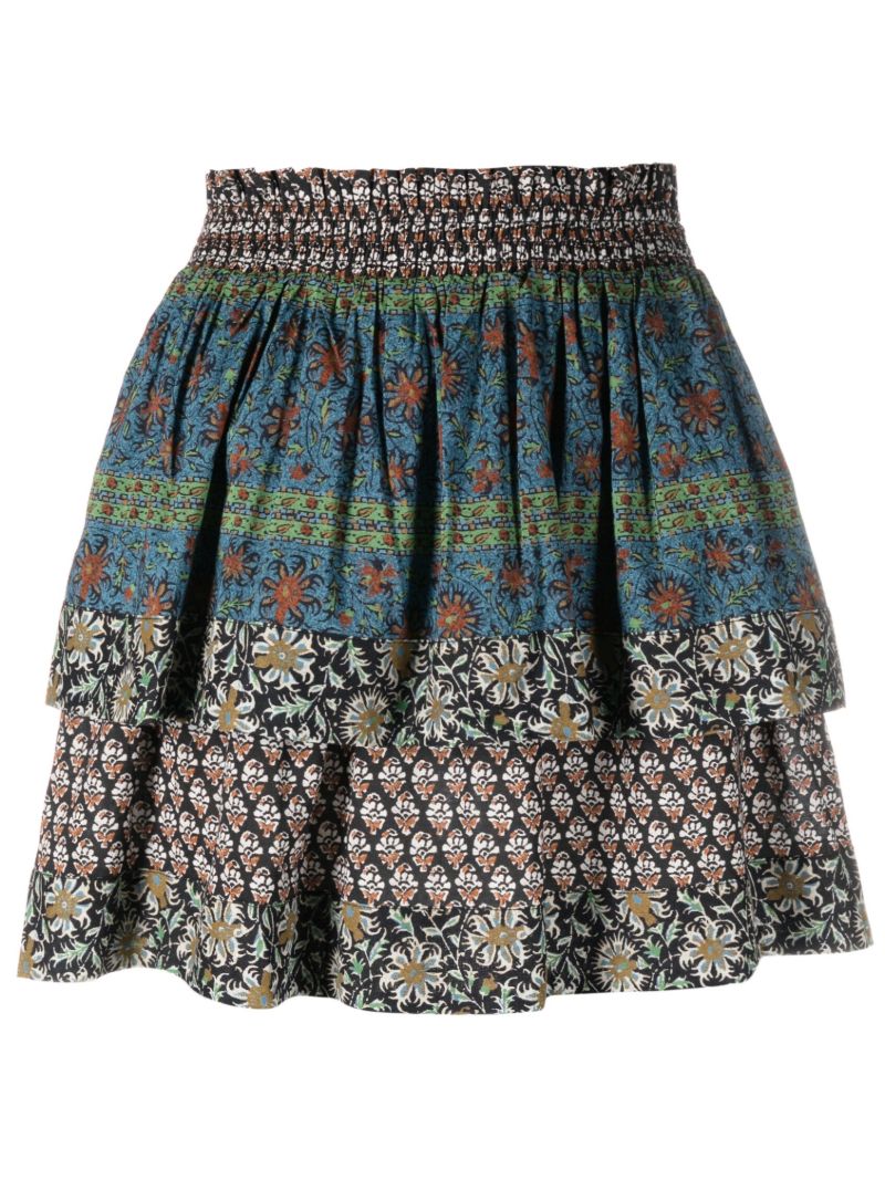 Blue Rhea Tiered Mini Skirt