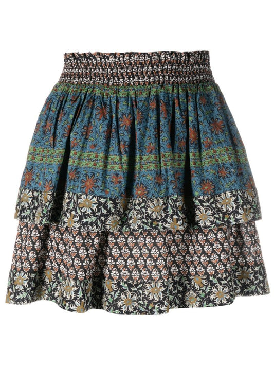 Blue Rhea Tiered Mini Skirt