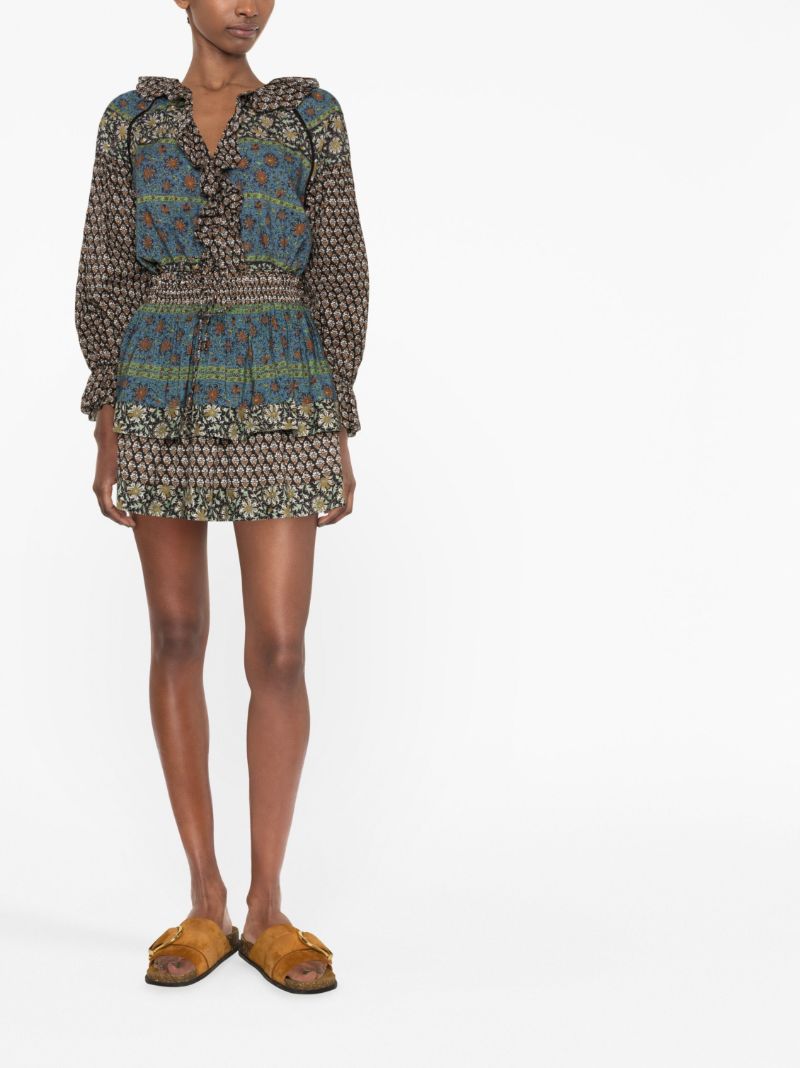 Blue Rhea Tiered Mini Skirt