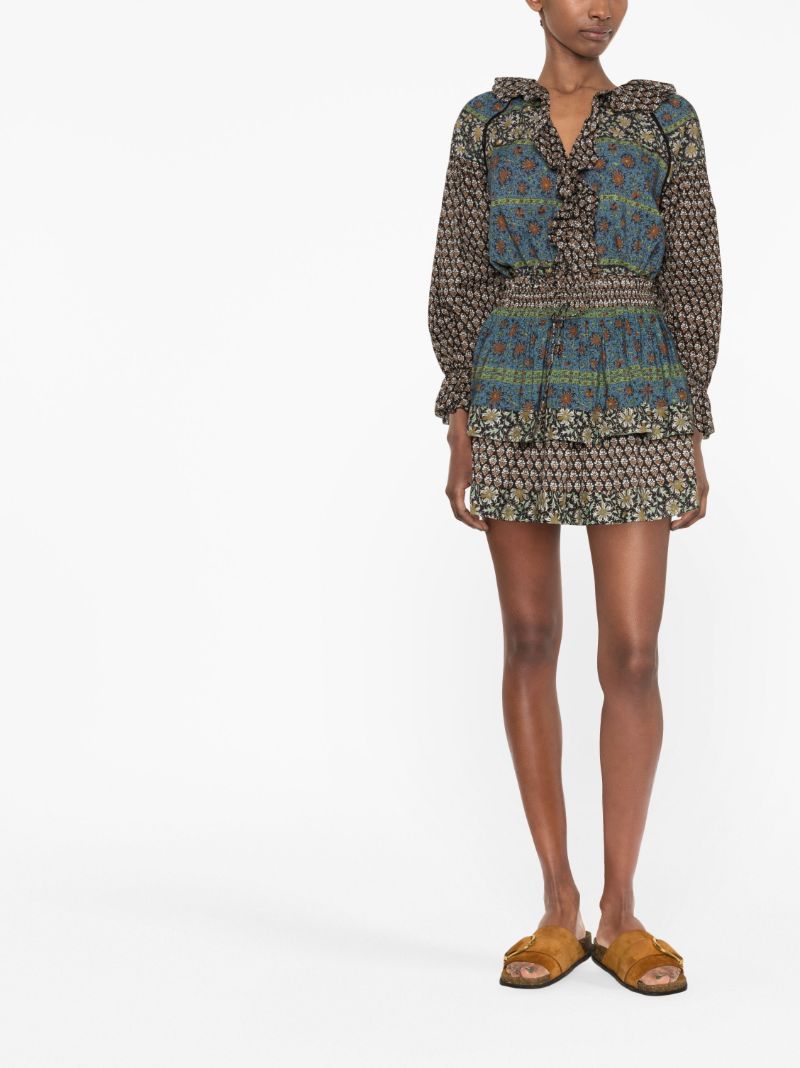 Blue Rhea Ruffle Blouse