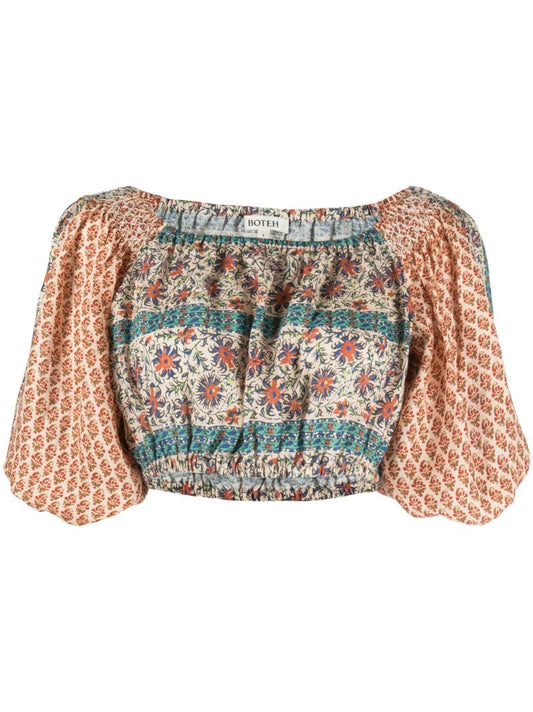Neutral Clementine Print Crop Top