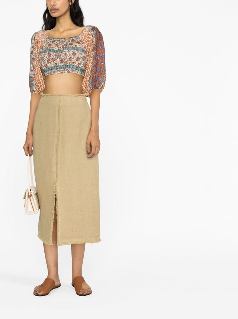Neutral Clementine Print Crop Top