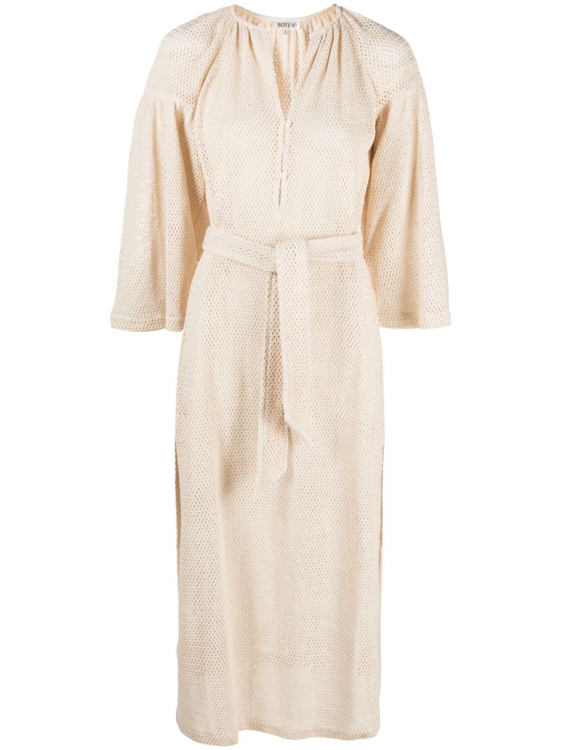 Neutral Citrine Net Cotton Maxi Dress