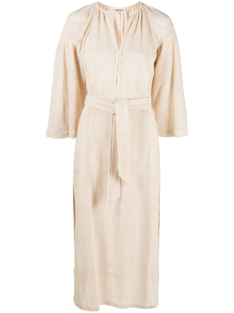 Neutral Citrine Net Cotton Maxi Dress