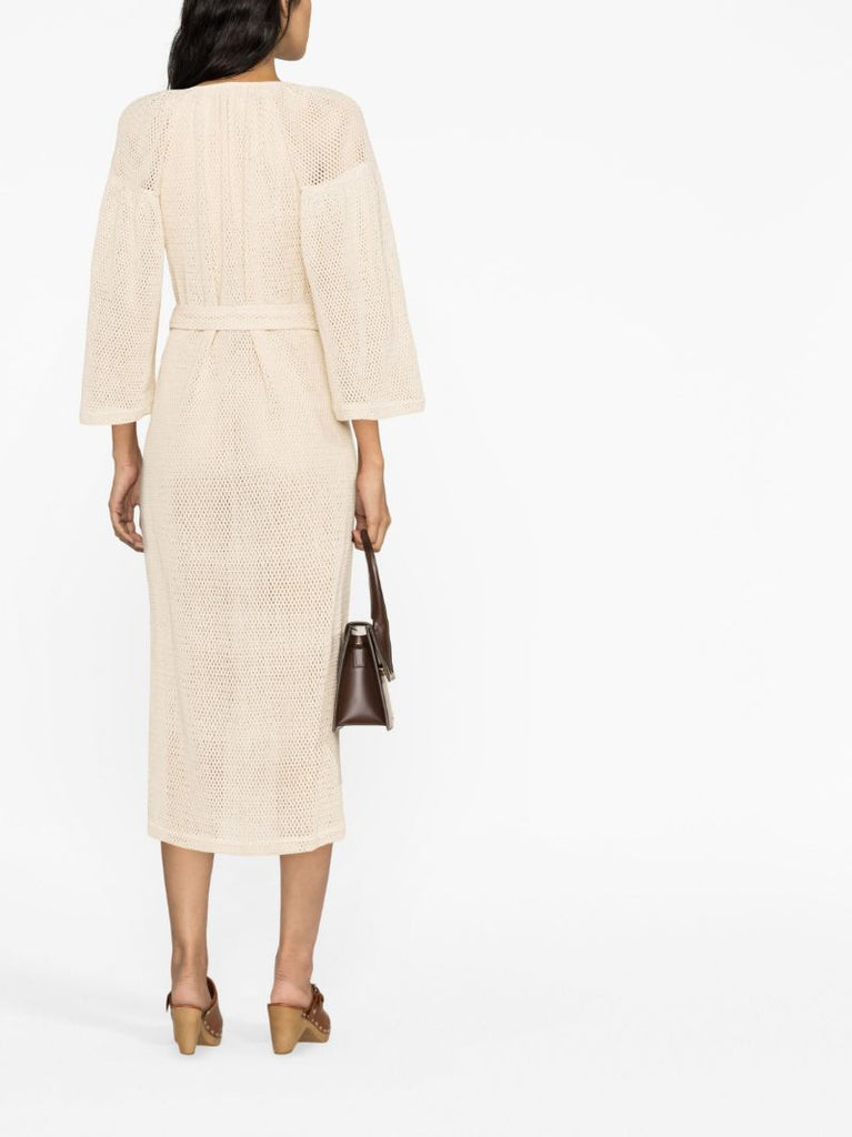 Neutral Citrine Net Cotton Maxi Dress