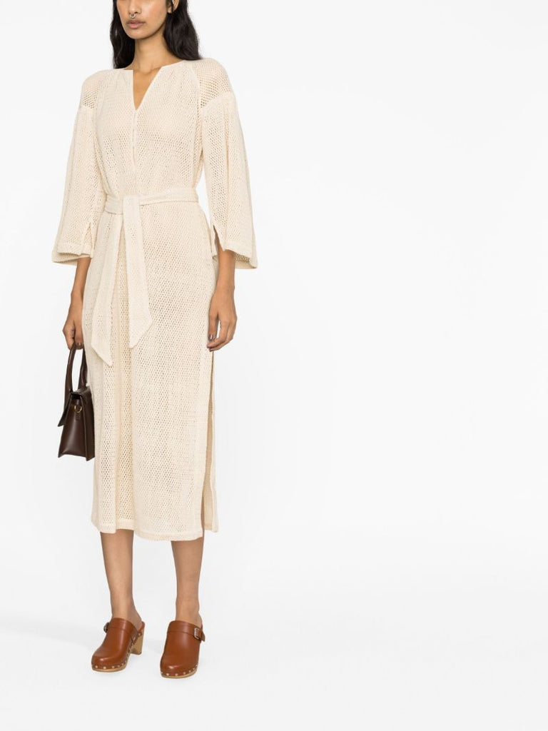 Neutral Citrine Net Cotton Maxi Dress