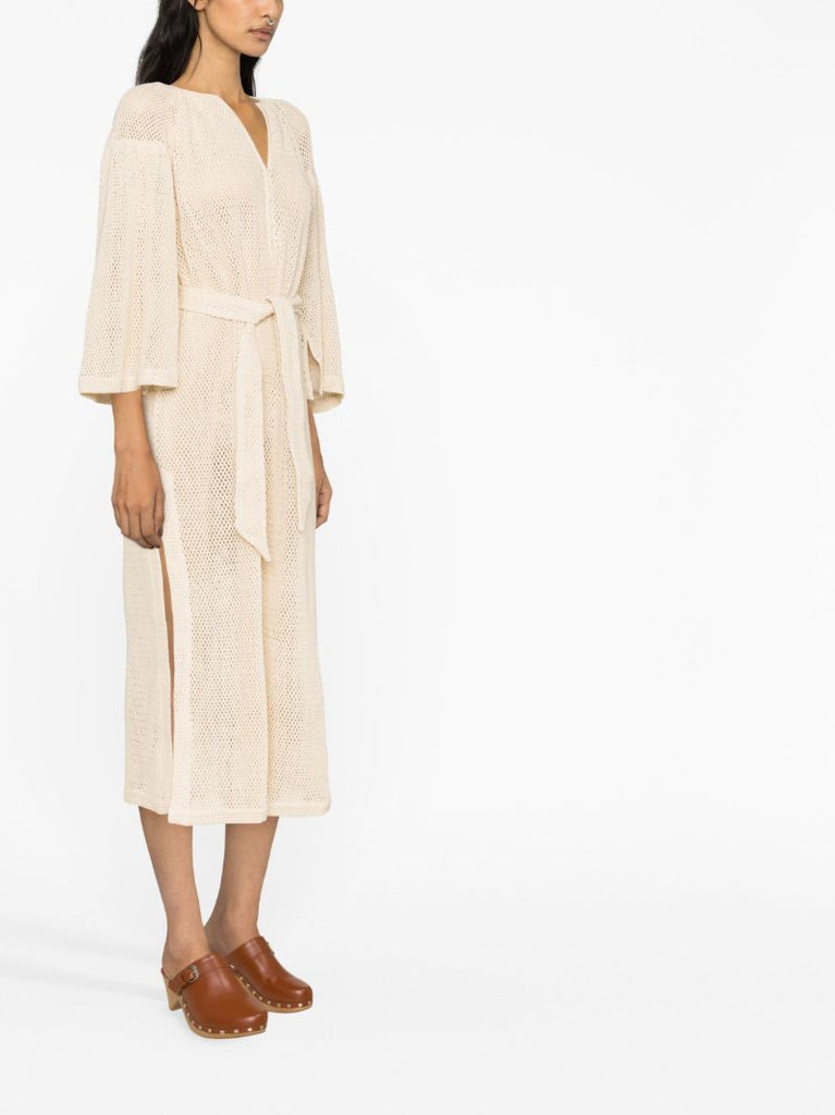 Neutral Citrine Net Cotton Maxi Dress