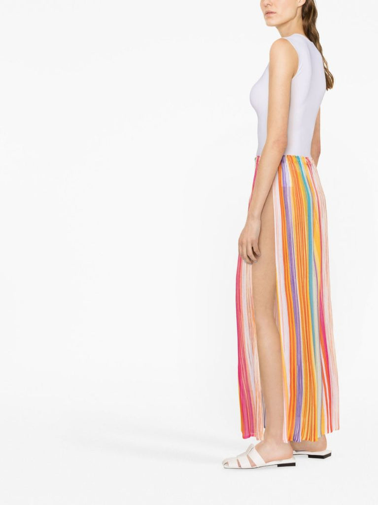 Pink Striped Pleated Skirt