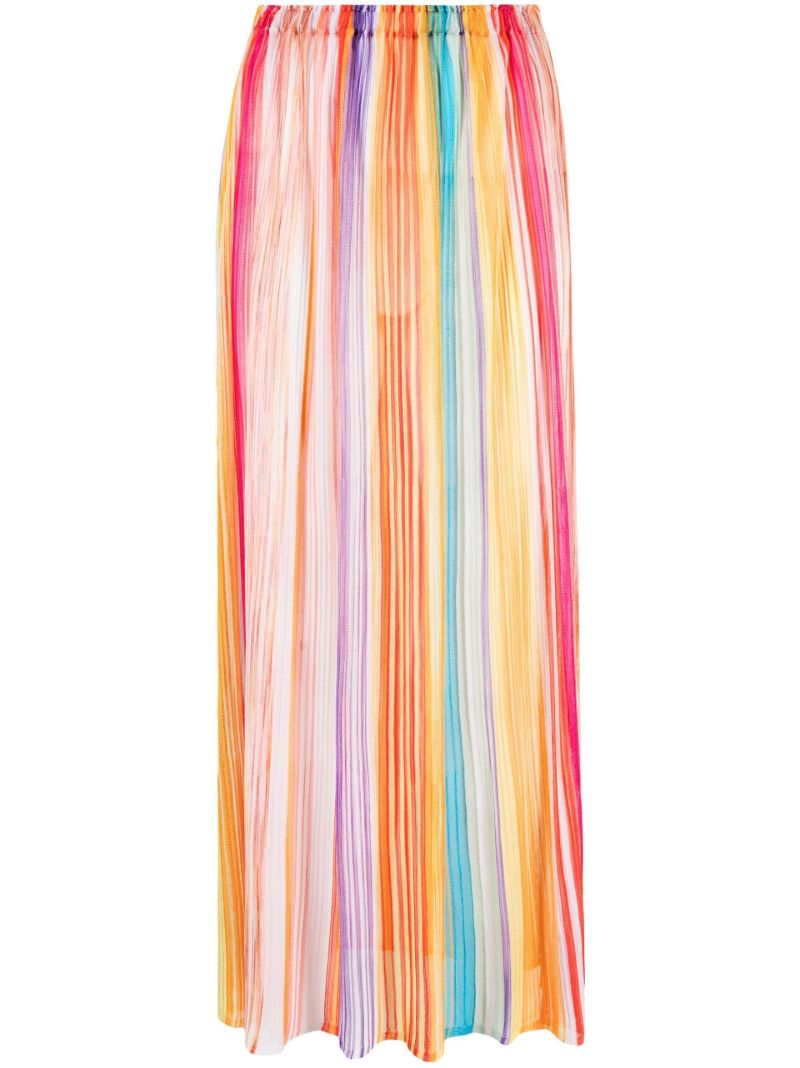 Pink Striped Pleated Skirt