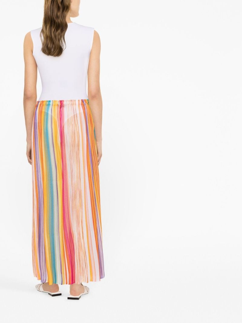 Pink Striped Pleated Skirt