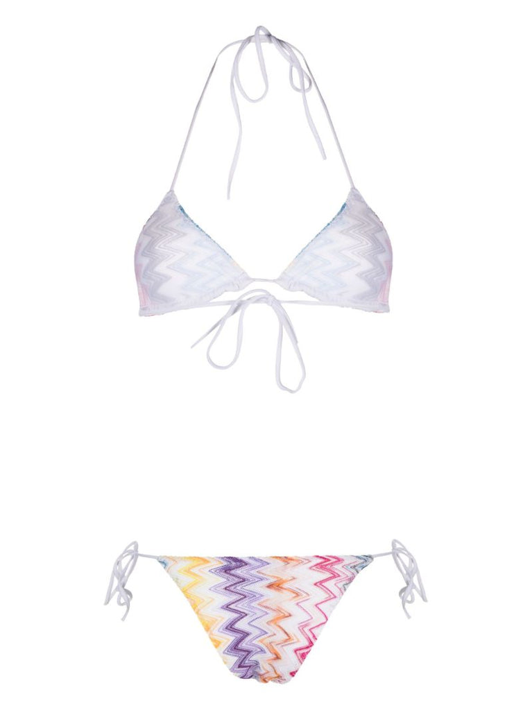 White Zigzag Triangle Bikini