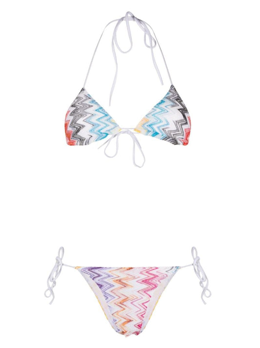 White Zigzag Triangle Bikini
