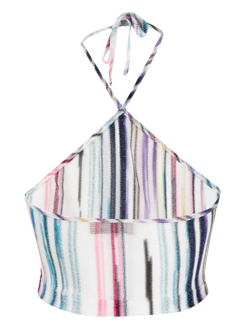 Multicolour Striped Halterneck Knit Top