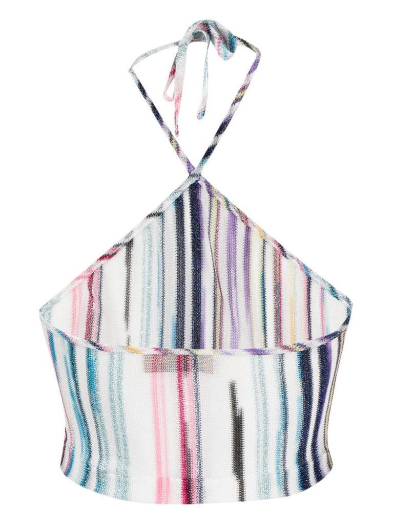 Multicolour Striped Halterneck Knit Top