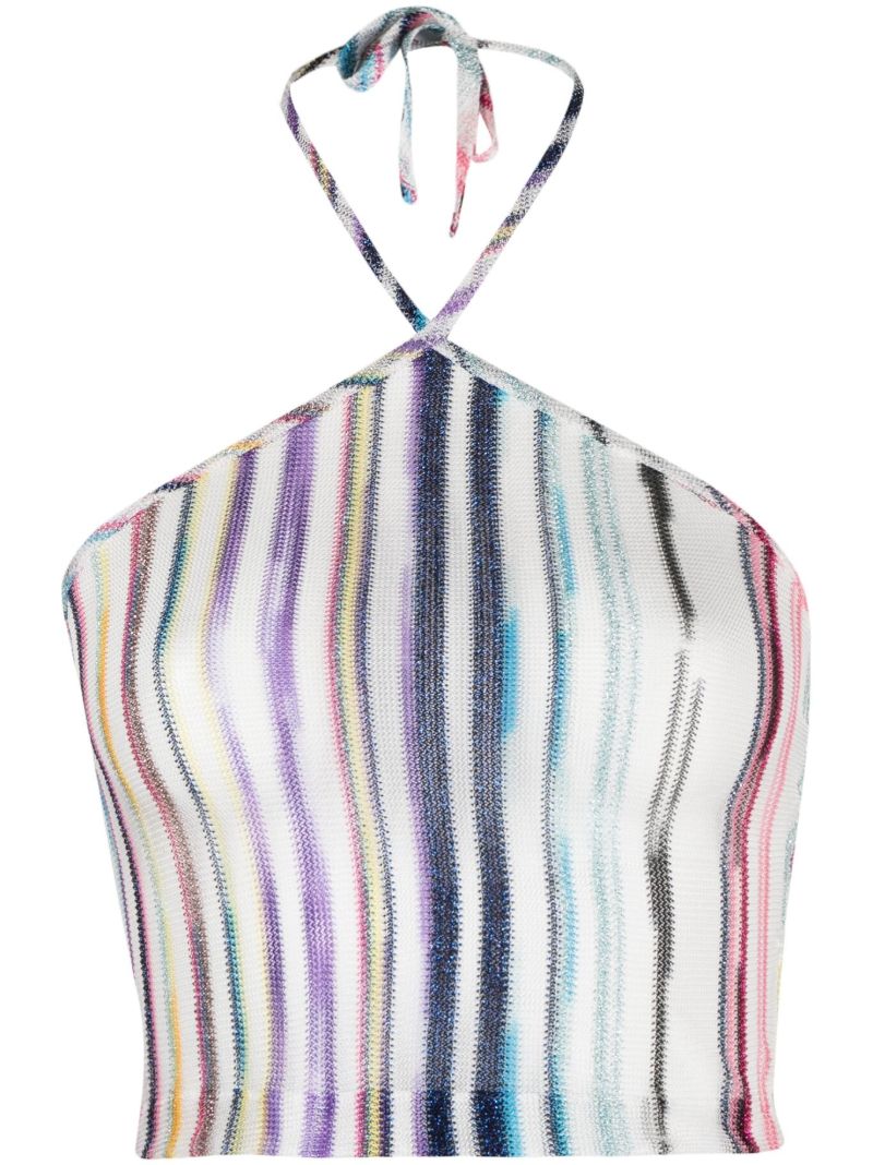 Multicolour Striped Halterneck Knit Top